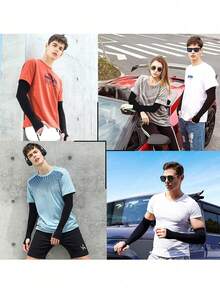 Bộ 4 chiếc/1 cặp ống tay chống nắng thoáng mát Beister, unisex, thích hợp cho hoạt động ngoài trời mùa hè, có lỗ xỏ ngón cái. - Nhiều màu - Xem 4