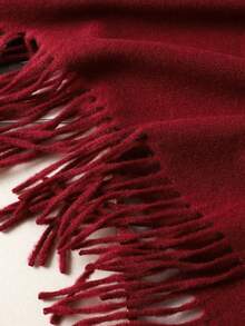 Plain Thick Winter Pashmina Scarf 250g With Fringe, Unisex, Soft And Warm - Burgundy - View 10