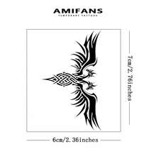 AMIFANS 凯尔特结双头龙临时纹身贴纸，半永久纹身，可持续1-2周，持久耐用，果汁纹身贴纸，逼真纹身贴纸，浪漫纹身贴纸，仿真纹身贴纸，防水，外观逼真，独家设计纹身贴纸，水果纹身贴纸，植物纹身贴纸 - 黑色 - 查看 3