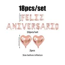 18个/套 西班牙语“Feliz Aniversario”字母气球，心形气球，适用于周年纪念、婚礼、庆典、情侣、情人节派对、求婚、新娘送礼会、周年纪念装饰 - 彩色 - 查看 13