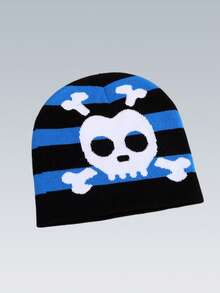 1pc Autumn And Winter New Jacquard Knitted Hat, Green Skull Wool Hat, Unisex Quirky Creative Fashion Warm Beanie - Jacquard Skull - View 14