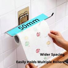1pc, 2pcs Kitchen Paper Towel Holder, Household Lazy Rag Rack, No-Drill Wall-Mounted Creative Roll Paper Rack, Plastic Wrap Storage Rack - Cleaning Cloth Holder + Gray Double Metal Sheet (1 Piece) - View 4