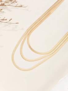 1件金属多层蛇形链条腰带/身体链，适合夏季沙滩派对比基尼装扮 - 金色 - 查看 5