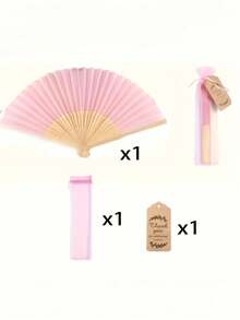 Personalized Engraved White Folding Fan, Custom Lettering Fan, Personalized Wedding Fan,1 Folding Fan + 1 Mesh Bag + 1 Greeting Card. Beautiful Pink Fabric Fans In Romantic Girly Pink, Customizable With Exclusive Logo. Includes Fans, Mesh Bags, And Greeting Cards. The Perfect Gift Choice. Ladies' Handheld Folding Fans - Multicolor - View 10