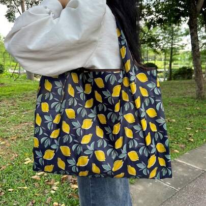 Large Capacity Reusable Shopping Tote, Portable Folding Bag With Floral Print, Practical Storage Solution, Note: Actual Color May Vary From Picture, Reusable Grocery Bags, Creative Printed Portable Folding Tote For Travel & Shopping, Portable Folding Shopping Bag, Large Capacity Multi-Purpose Tote With Vibrant Print, Must-Have For Travel & Beach, Creative Printed Storage Tote, Heavy Duty Folding Shopping Bag, Portable & Reusable