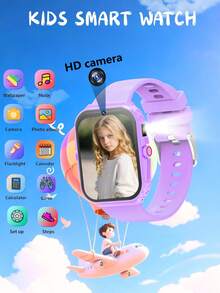 最佳儿童礼物，300mAh，2025新款儿童智能手表，儿童游戏手表，18款趣味游戏，1.83英寸触摸屏，超低功耗芯片，计步器，摄像头，手电筒，闹钟，相册，日历，计时器，计算器，秒表，照明 - 查看 6