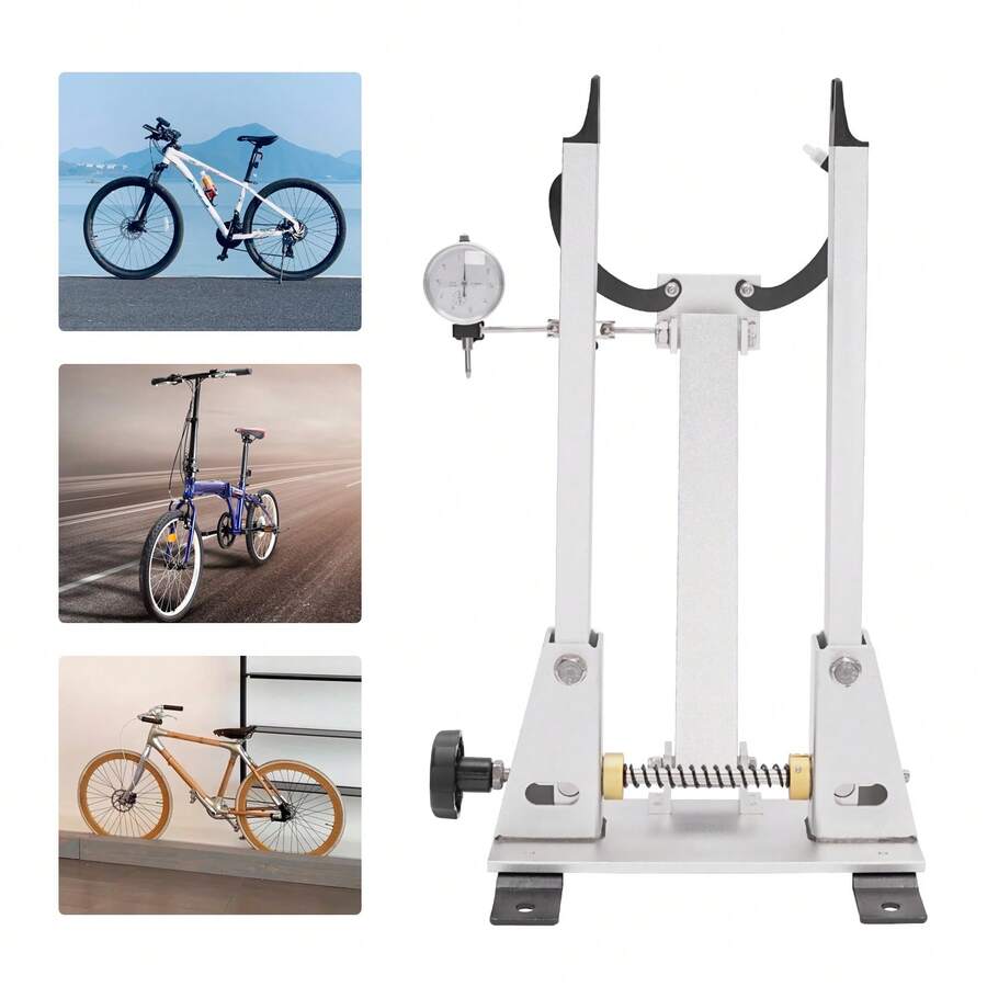 Bike Wheel Truing Stand Bicycle Rim Alignment Tool With Gauges For Repair And Maintenance Home Workshop - Silver - View 1