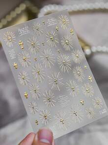 1pc 5D Gold Plated Nail Sticker, Luxury & Exquisite Nail Sticker, Retro Halo Faith Nail Sticker, DIY Nail Sticker Nails Nail Supplies - Multicolor - View 6