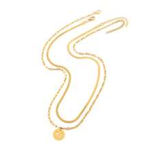 2pcs/Set Minimalist Stainless Steel Letter Necklace Fish Bone Chain Multi-Layer Necklace For Women - Golden Yellow Round - View 11