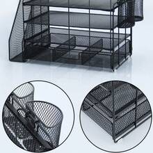 Detachable Four-Tier Desktop Storage Rack/File Holder; Drawer-Style Metal Perforated Storage Rack/File Frame For Archives And Documents; Wrought Iron Metal Desktop Office Supplies Stationery Document Frame; File Rack Storage Shelf; 4-Tier Metal Mesh Office Supplies Paper Organizer; Multi-Layer Desktop File Rack/Wrought Iron Office Stationery Storage Rack. - Sets - View 10