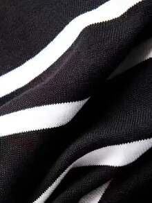 GRDR Men's Summer Knit Striped Short Sleeve Shirt, Suitable For Summer Vacation Casual Wear - Black - View 5