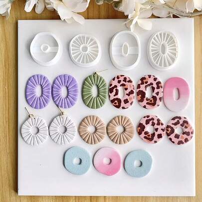 1个/4个不对称形状的聚合物粘土模具，简约空心模具，适用于耳环和珠宝制作，聚合物粘土工具，手工珠宝软粘土模具，适用于吊坠和项链