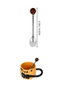 1pc Black Cat Relief Ceramic Mug, Heat-Resistant Cup, Suitable For Breakfast, Afternoon Tea, Home/Office Coffee Cup, Birthday Gift, Holiday Gift, Corporate Welfare, Gift For Boyfriend/Girlfriend, Mother's Day Gift - Multicolor - View 15
