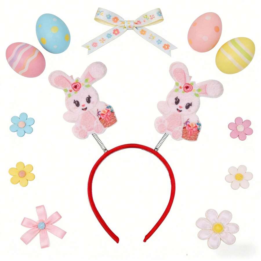 1pc Cartoon Chicken, Egg, Rabbit Themed Cute Non-Woven Fabric Easter Party Headband - Multicolor - View 1
