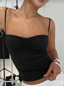 Women's Summer Foldable Top, Solid Color - Black - View 5