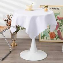 1 chiếc khăn trải bàn hình chữ nhật màu trắng, làm từ vải polyester, có thể giặt, chống nhăn và bền, có thể tái sử dụng cho nhà bếp, phòng ăn, tiệc tùng, đám cưới, cắm trại và các dịp trang trí khác. - trắng - Xem 8
