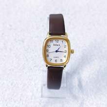 Small Square Women's Watch, Colorful Leather Strap. - Brown - View 2