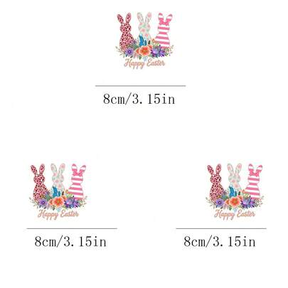 1/2/3pcs Happy Easter Rabbit Silhouette Heat Transfer Patches, DIY Accessories Suitable For Children's Clothing T-Shirts, Hoodies, Canvas Bags, Hats, Pillows