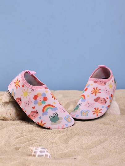 Kids Outdoor Sports Casual Fashion Beach Shoes, Water Shoes, Non-Slip Comfortable Breathable Cartoon Pattern, 1 Pair Suitable For Boys And Girls Training Yoga Shoes