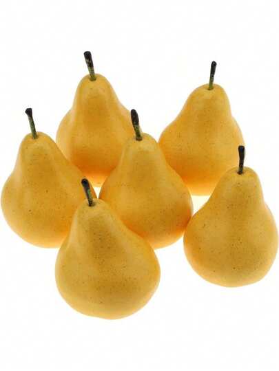 2/6个仿真梨装饰假水果逼真仿真水果家居派对厨房摄影道具，适用于家庭厨房餐桌装饰，提升房间美感