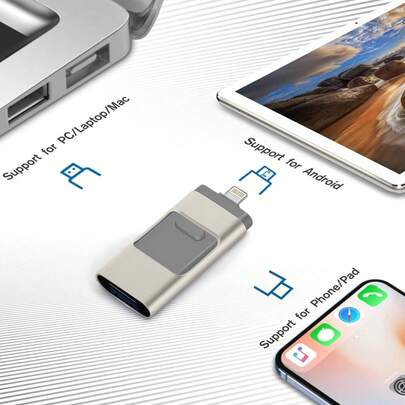 512GB Flash Drive Phone, 3 In 1 Photo Stick Phone Tablet Android And Computers, External Storage Phone Backup (Gold)