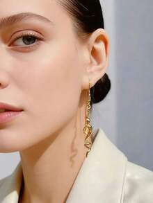 1 Pair Fashionable Abstract Design Earrings, Stylish, Elegant, Exquisite (No Gift Box) - Style 1 - View 4