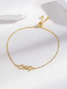 1条简约优雅镂空心形链手链，百搭日常佩戴，适合作为情人节、开斋节礼物 - 彩色 - 查看 3