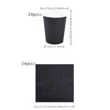 Black Disposable Tableware Set, Including 7/9 Inch Paper Plates, Paper Cups, Paper Napkins, Suitable For Birthday Party, Holiday Party, Picnic, Celebration, Wedding Tea Party, Graduation Ceremony Disposable Party Supplies - Black - View 17