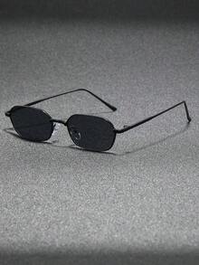 1 Pair Polygon Small Frame Stainless Steel Retro Stylish Versatile Street Photo Metal Glasses, High Quality Fashion Back To School Fashionable Preppy School Look2026 - 黑色 - 查看 3