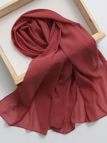Solid Color Chiffon Scarf/Shawl For Women - Rust Brown - View 4