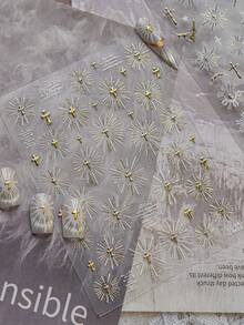 1pc 5D Gold Plated Nail Sticker, Luxury & Exquisite Nail Sticker, Retro Halo Faith Nail Sticker, DIY Nail Sticker Nails Nail Supplies - Multicolor - View 1