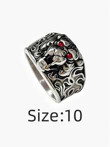 1pc Powerful Tiger Face Niche Style Stainless Steel Ring, Electroplated Waterproof Fade-Resistant, Suitable For Casual Daily Wear, Unique Personalized Enhancing Men's Ring - Tiger Men's Ring - View 13