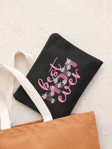This "Best Mom" Canvas Cosmetic Bag, Ladies' Beauty Bag, Zipper Cosmetic Bag, Zipper Phone Bag, Pencil Case, Makeup Brush Holder, Zipper Linen Travel Bag, Lightweight Polyester Travel Beauty Bag Is An Ideal Gift For Mother's Day And Birthday For Daughters. - Multicolor - View 8