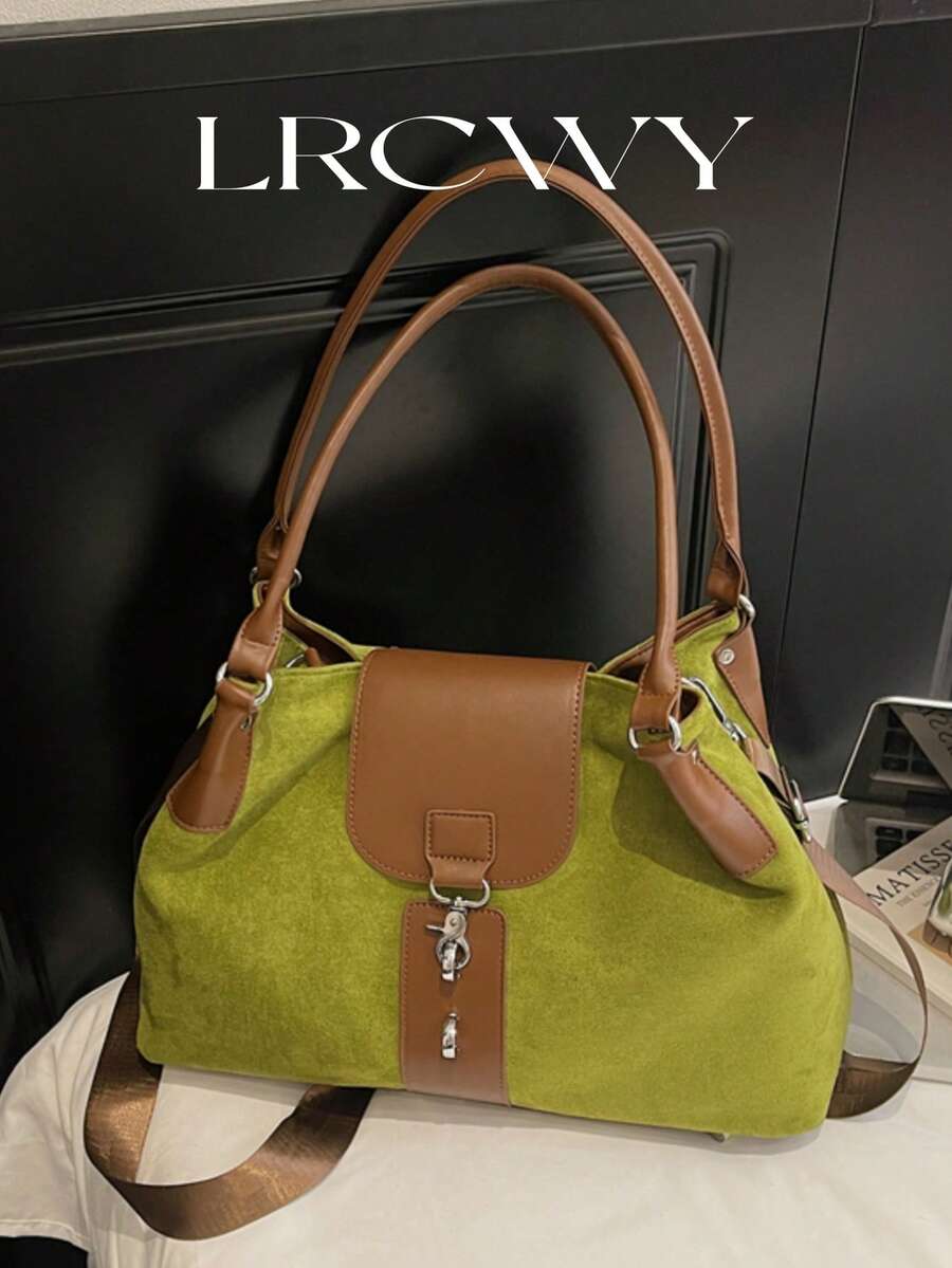 Túi xách nữ, kiểu dáng tối giản thời trang dành cho sinh viên, màu xanh lá cây thanh lịch, dung tích lớn. - màu xanh lá - Xem 1