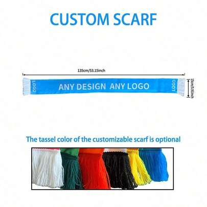Customizable Party Decorative Scarf, Personalized Football Fan Scarf With Team Colors, Logo, And Name, Customizable Football Fan Scarf, Cheerleader Scarf, Can Personalize With Team Logo, Name, Text, Photo, Suitable For Parties, Formal Occasions, Matches
