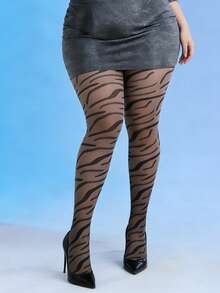 Wild Black Zebra Print Leggings - Contrast Striped Fitted Design, Suitable For Holidays, Parties And Nightlife - Black - View 3