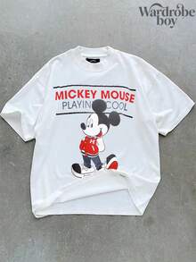 Disney Printed T-Shirt,Disney Mickey Mouse Print T-Shirt, Unisex,High-Quality Pure Cotton T-Shirt,Suitable For All Seasons, Comfortable And Breathable| Exquisite Design | The Best Choice For Giving Gifts - trắng - Xem 2