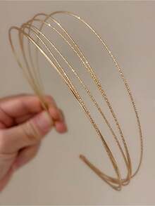 1 Set Of 5pcs Fine Wire Metal Headbands Minimalist European American Design Aesthetic Hairpins For Outings Parties Daily Street Style Hairband Hair Hoop Hair Accessories Head Accessories - Gold - 查看 1