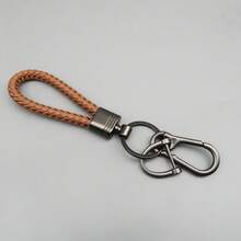 1pc Braided Rope Keychain With Lock, Men Key Holder For Motorcycle, Anti-Lost Car Key Ring Charm - Multicolor - View 9