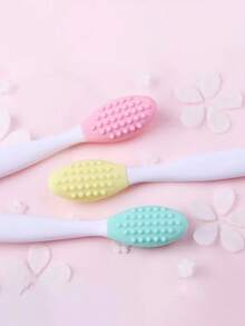 5pcs Lip Exfoliating Brush Set, Double-Sided Mini Silicone Scrub Brush, Unisex Blackhead Cleansing Brush, Nose Pore Cleaner, Lip & Face Cleaning Brush, Silicone Blackhead Remover, Acne Scrub Brush - Multicolor - View 8