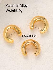 3pcs Exaggerated Vintage Coin C-Shaped Clip-On Earrings Set, Fashion Accessories For Women, Suitable For Vacation, Date, Daily, Party, Wedding, Gift For Mom And Friends - Yellow Gold - View 6