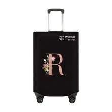 1pc Non-Stretch Non-Woven Fabric Luggage Protective Cover Suitable For 20-30 Inch Trolley Case, Anti-Scratch Luggage Protector Cover With Rose Gold Letter Pattern, Travel Accessory Essential For Back To School - Black - View 11