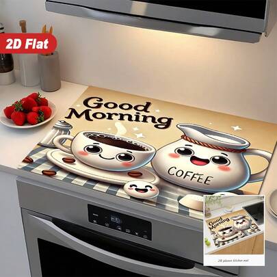 (¡¡¡Caliente!!!) 1 pieza Almohadilla de protección plana retro para café, la cocina es el hogar del arte, este protector de goma antideslizante y resistente al calor para utensilios de cocina es adecuado para cocinas de inducción, estufas de vidrio y almohadillas rascadoras multifuncionales, y también es la mejor opción para hornos, lavadoras, secadoras y decoración de cocina.