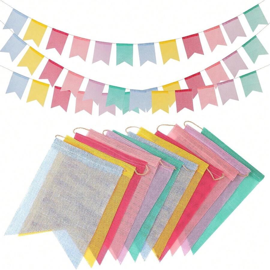 Bộ 12 lá cờ tam giác bằng polyester nhiều màu sắc, đa năng, thích hợp để trang trí nhà cửa và các dự án DIY, hoàn hảo cho đám cưới, sinh nhật, Ramadan, Eid Al-Fitr, Eid Al-Adha, Hajj, Tết Nguyên đán Hồi giáo, Ashura, Mawlid, Ngày Quốc khánh, Ngày Thánh Patrick, Lễ Phục sinh, Lễ hội Carnival, Giáng sinh, Halloween, Lễ Tạ ơn, Năm mới, trang trí sân vườn và nhiều dịp khác. Màu sắc bao gồm trắng, be, đỏ tía và kaki.