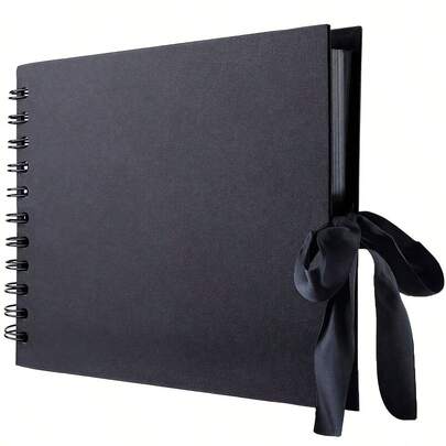 30pcs Black Scrapbook Album, Travel Diary, Meaningful Notebook, Wedding Guest Book And Anniversary Handmade Photo Album, Family Album - For Handmade Paper, Christmas Gift (Black)