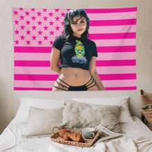 Tara Celebrity And Decorations Stuff American Pink Flags Wall Funny Tapestry Hanging Yummy Merch For Dorm Bedroom Decorative Aesthetic Tapestries - White 1pc - View 7