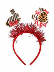 1pc Leopard Print Chicken Egg Shaped Cute ABS Plastic Easter Party Headband - Multicolor - View 4