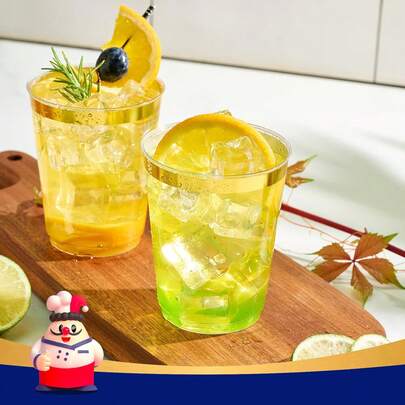 20pcs/40pcs 200ml Reusable Cups With Gold Rim, Suitable For Wedding, Thanksgiving, Christmas, Halloween Parties