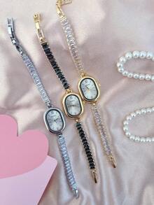 女士手链手表，粉色水晶宝石石英表，适合日常佩戴、开学季、情人节礼物 - 均碼 - 查看 10