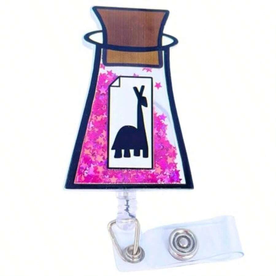 Llama Potion Shaker Badge Reel Funny Cute Nurse Purple Alpaca Llama Extract Retractable Badge Holder Name Card ID Clip For Nurses Practitioner Medical Coworker Gifts Essentials - 羊駝藥水 - 查看 1